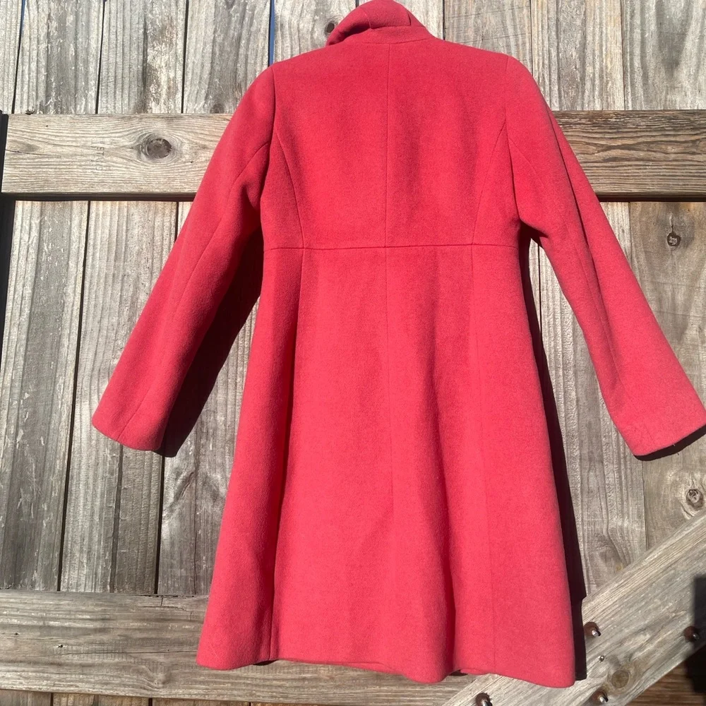 J Crew Uptown Ruffle Car Coat Women's Salmon Pink Coat Size 0 - Picture 8 of 16